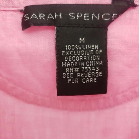 Sarah Spencer 100% Linen and Sequin Women's Pink Tunic Top Size M - Picture 3 of 6